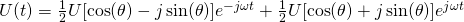 U(t) = \frac{1}{2} U [\cos(\theta) - j\sin(\theta)] e^{-j\omega t} + \frac{1}{2}U[\cos(\theta) + j\sin(\theta)] e^{j\omega t}